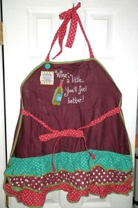 Kay Dee Designs Apron 'Wine a Little... You'll Feel Better' Kitchen Ruffles NWT - Picture 1 of 11
