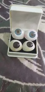 Eyes Artificial Prosthetic Set of 04 Pcs. Realistic Human Brown & Light sky Blue - Picture 1 of 5