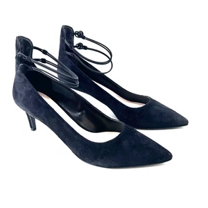 Nine West Sawtelle Black Suede Ankle Strap Kitten Heel Pumps Womens 9.5 - Picture 1 of 10
