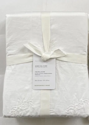 Pottery Barn HEIRLOOM EMBROIDERED Duvet Cover King/Cal King ~White~ NWT - Image 1 of 2