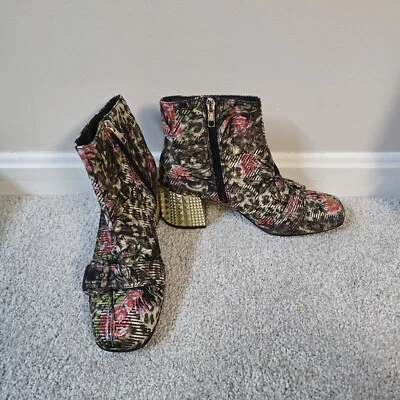 ASH Floral Tobillo Chelsea Hebilla Oro Tachonado Botas Talla 37 EE. UU. 6,5-7 Foto 1 de 4