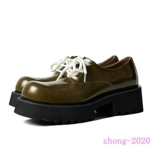 2025 Para hombres Cuero Real Creeper Oxfords Vestido Fiesta Club Informal Tacón Bloque Zapatos - Imagen 1 de 8