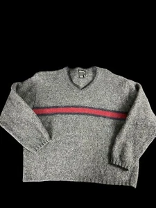 Suéter De Colección Eddie Bauer Para Hombre XL Mezcla de Lana HECHO EN EE. UU. Para Hombre XL Gris con Rayas - Imagen 1 de 5