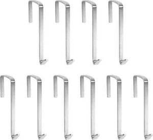 10 Pack Over The Door Metal Hook Hanger to Width: 0.2 inches, Silver - Picture 1 of 3