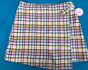 Justice Girls Skort. Pink, Yellow, Green, White Purple& Blue Plaid. Size 10. NWT - Picture 1 of 10