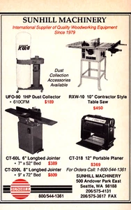 Sunhill Machinery Seattle WA Longbed Jointer Table Saw Vintage Print Ad 1992 - Picture 1 of 4
