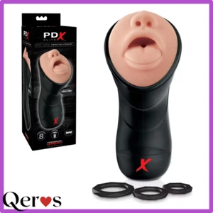 Masturbatore con bocca e lingua PDX ELITE Deep Throat Vibrating Stroke sexy shop - Foto 1 di 5