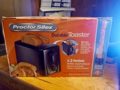 NEW-PROCTOR SILEX BLACK 2 SLICE TOASTER. AUTO SHUTOFF.SHADE SELECTOR. CRUMB TRAY - Image 1 of 3