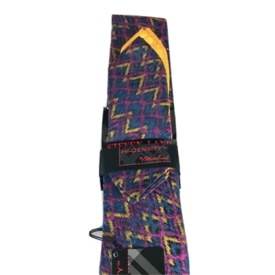 Steven Land Men's Teal Fuchsia Gold Tie & 2 Hankies Hi-Density English Weave - Image 1 of 4