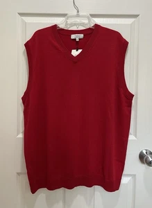TURBURY Vest Mens 2XB Extra Fine Merino Wool Red Sweater NWT - Picture 1 of 8