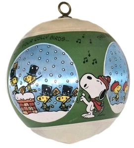 Hallmark 1980 Peanuts Snoopy Woodstock Satin Ball Christmas Ornament with box - Picture 1 of 9