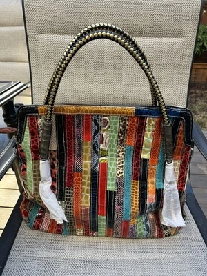 Bolso de Mano Bolso Multicolor Charol Piel de Serpiente con Correa para el Hombro Boho NUEVO Foto 1 de 4