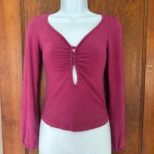 Top da damigella contadina vintage Deadstock Charlotte Russe Y2K manica lunga ritagliato S - Foto 1 di 7