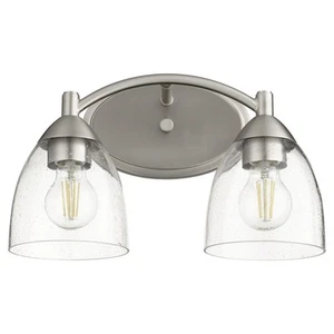 Quorum Barkley 2-Light 10" Bathroom Vanity Light in Satin Nickel with - Picture 1 of 1