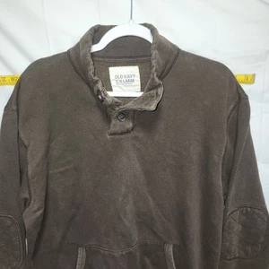 Old Navy Langarm braun Pullover Herren mit Ellenbogen Patches Größe XL - Bild 1 von 14