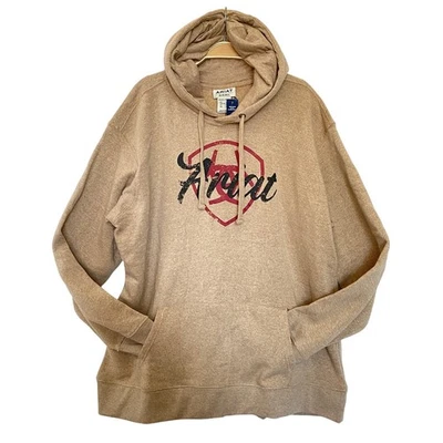 Moletom com capuz Ariat Real Shield logotipo feminino tamanho XXL aveia escura novo com etiquetas - Imagem 1 de 4