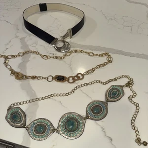 Chico's Belt Lot Gold Chain Silver Bohemian Rhinestone Stone Adjustable NICE - Picture 1 of 11