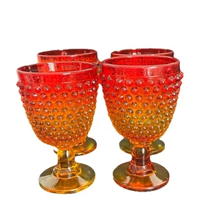 Vintage LE Smith Amberina Glas Nägel Fuß Wasser Wein Kelch 4er Set - Bild 1 von 8