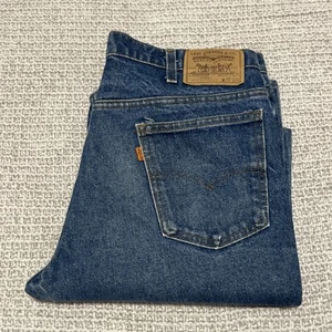 VTG Levis Saddleman Boot Cut Jeans Mens 20517 0217 36x34 Orange Tab - Picture 1 of 9
