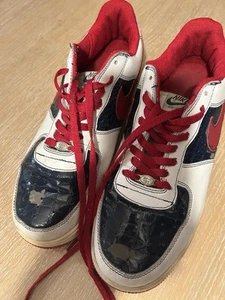 Original Nike Air Force 1 Low Top 2002 - Size 12 White, Blue & Red Original Lace - Picture 1 of 10