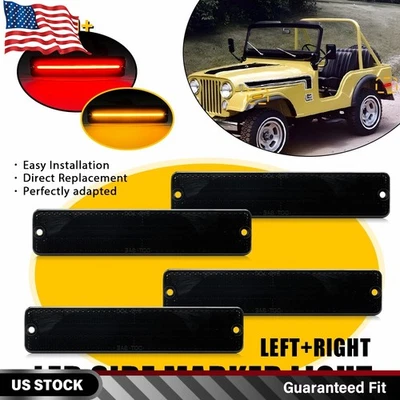 4X luzes indicadoras laterais de LED traseiras dianteiras fumê para picape Jeep J10 J20 1974-1987 - Imagem 1 de 4