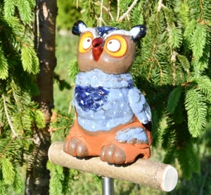 Ceramic Garden Decoration Animal Owl Figurine Lawn Stake Bird H 18in Midene - Picture 1 of 13