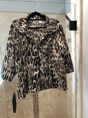 Zenergy by Chico's 女式全拉链夹克 L 2 猎豹印花轻便 — 第 1/4 张图片