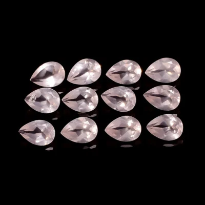 AAA Natural Rose Quartz 5x4mm Pear Shape Faceted Cut Loose Gemstone 20 Pcs Lot - Image 1 of 4