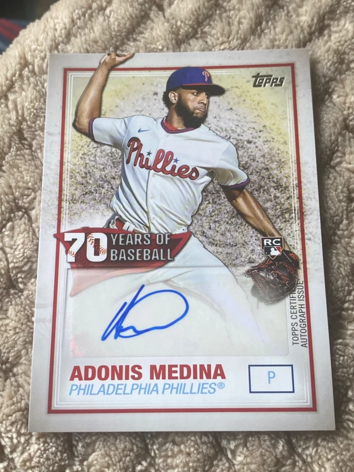 2021 Topps #70YA-AM Adonis Medina RC AUTO 70 Years Of Topps Phillies NY Mets KBO - Image 1 of 2