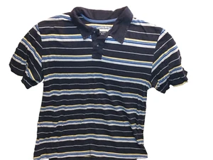 Polo Shirt M Canyon River Blues Boy's Blue Yellow White Striped Short SleevedA13 - Picture 1 of 8