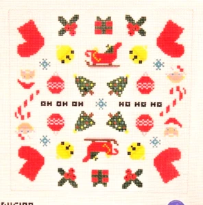Atlantic Blue Christmas Celebration Kaleidoscope Handpainted Needlepoint Canvas - Picture 1 of 1