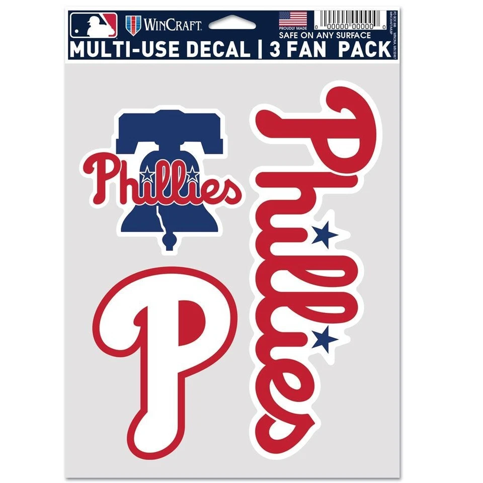 PHILADELPHIA PHILLIES 3-MULTI USE DECALS FAN PACK NEW WINCRAFT 😎⚾ - Image 1 of 1