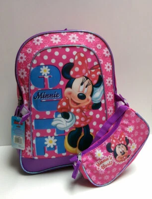 Disney Minnie Mouse Kids Girls School 16" Backpack Book bag with Handbag Purse - Image 1 of 4