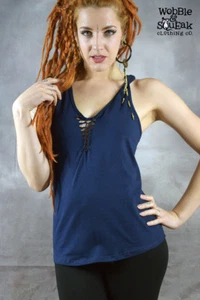 DAMEN KNOTEN TOP Spitze Boho Zigeuner Hippie Festival Psytrance Party Pixie Fee Kleidung - Bild 1 von 20