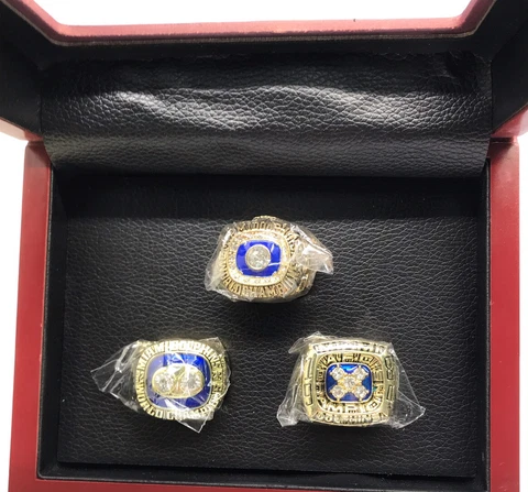 3 Pcs Set MIAMI DOLPHINS Super Bowl World Champions Championship Rings Blue Cover
