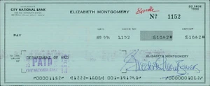 Actriz Elizabeth Montgomery Firmado Cheque Cancelado Autenticado por la JSA - Imagen 1 de 3
