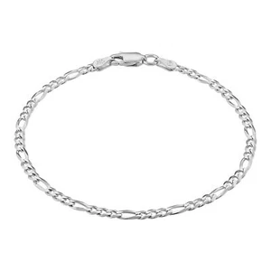 Brazalete de cadena Figaro italiano de plata esterlina 925 KISPER con garra de langosta - Imagen 1 de 10