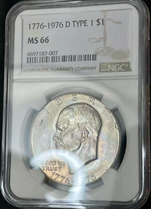 ๐ฅ๐1976-D EISENHOWER DOLLAR TYPE 1 NGC MS66! - RAINBOW TONED PQ SCARCE!! ๐๐ฅ - Picture 1 of 4
