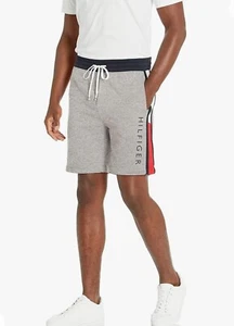 Tommy Hilfiger Men’s Fleece Sweat Shorts Gray/Blue Trim Drawstring Size 2XL - Picture 1 of 10