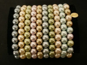 Kenneth J Lane 2009 Kunstperlen Stretch Armbänder 10er Set signiert - Bild 1 von 5
