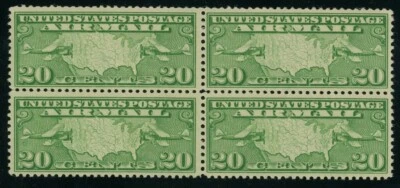 US Stamp #C9 Map & Planes 20c - Block of 4 - MNH - Image 1 of 2