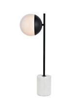 Elegant LD6104BK Eclipse 1 Light Black Table Lamp With Frosted White Glass