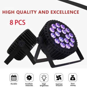 8PCS LED 18x18W Par Can Stage Light DMX RGBW UV Disco Show DJ Lighting Alu Shell - Picture 1 of 18