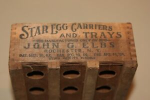 Antique Vintage 1906 Star Chicken Egg Carriers Wood Crate By John Elbs NY