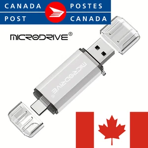 Microdrive 128GB Dual USB 2.0 & Type C Flash Drive - Silver Flash Drive - Picture 1 of 3