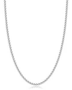 Jewlpire Silver Chain Necklace for Men, 2.5mm Wheat Chain Necklace, Mens Neck... - Picture 1 of 5