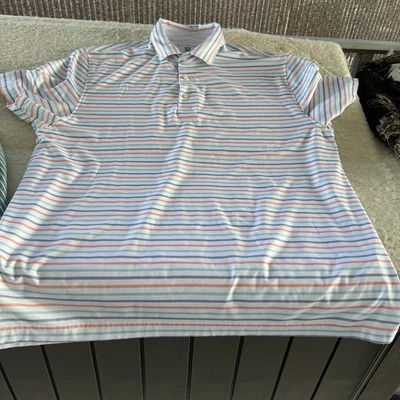 Hickey Freeman 高尔夫 Polo 衫男式大号白色几何图案套衫 — 第 1/4 张图片