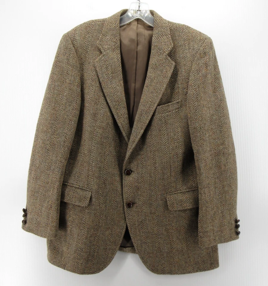 Abrigo deportivo Harris Tweed vintage para hombre 42 marrón Blazer lana escocesa espiga * Foto 1 de 4