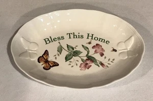 Lenox Butterfly Meadow Bless This Home Oval Serving Bowl Dish - Picture 1 of 8