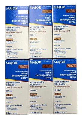 Nasal Decongestant PUMP SPRAY Oxymetazoline 12hr MAJOR 30ml ( 6 PACK )^^NEW LOOK - Image 1 of 4